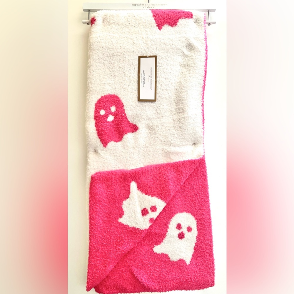 Pink/white reversible ghost blanket—-Cupcakes and Cashmere